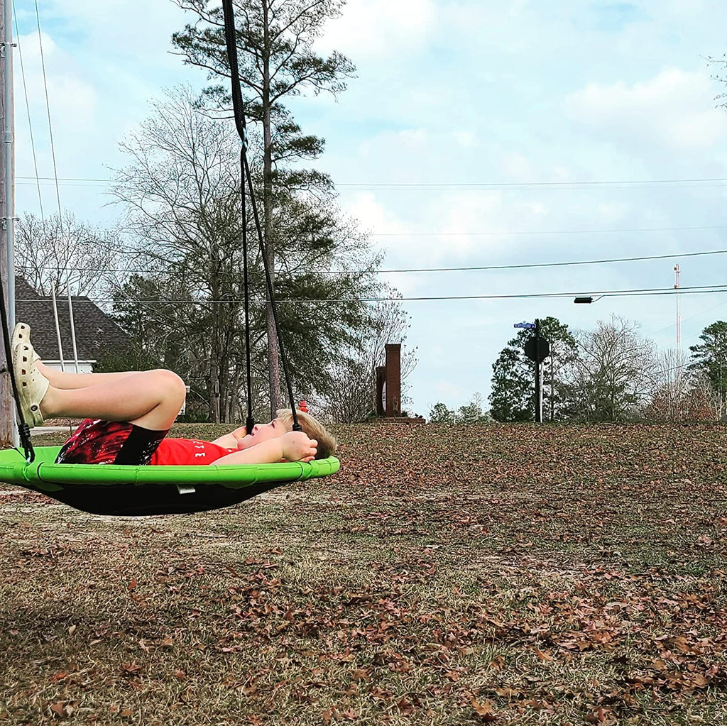 40 Inch Backyard Tree Swing, Saucer Swing with Straps and Adjustable Ropes
