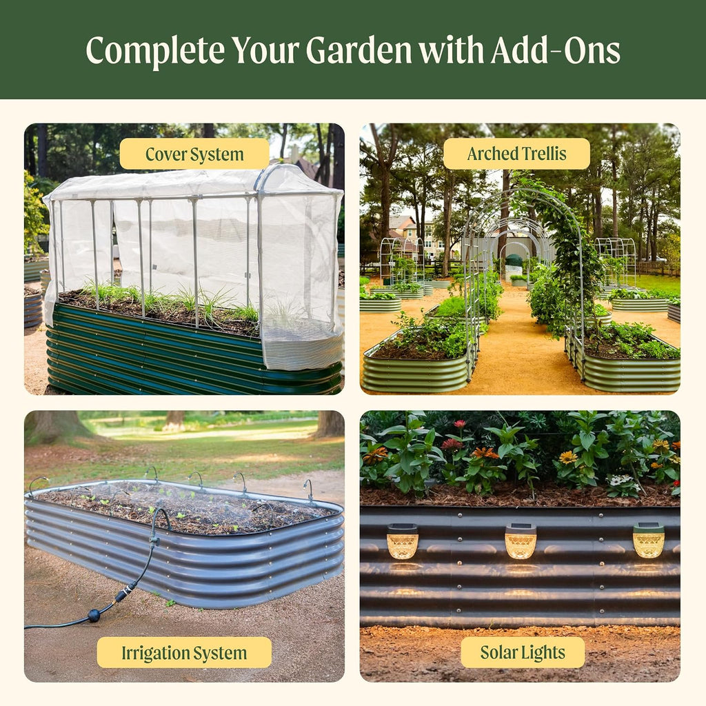 Garden 26" Extra Tall Raised Garden Bed Kits, 9 in 1 Modular Raised Planter Box for Vegetables Flowers Fruits Oval