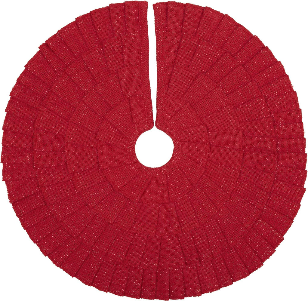 Shimmer Burlap Red Ruffled Mini 21 Tree Skirt, Diameter