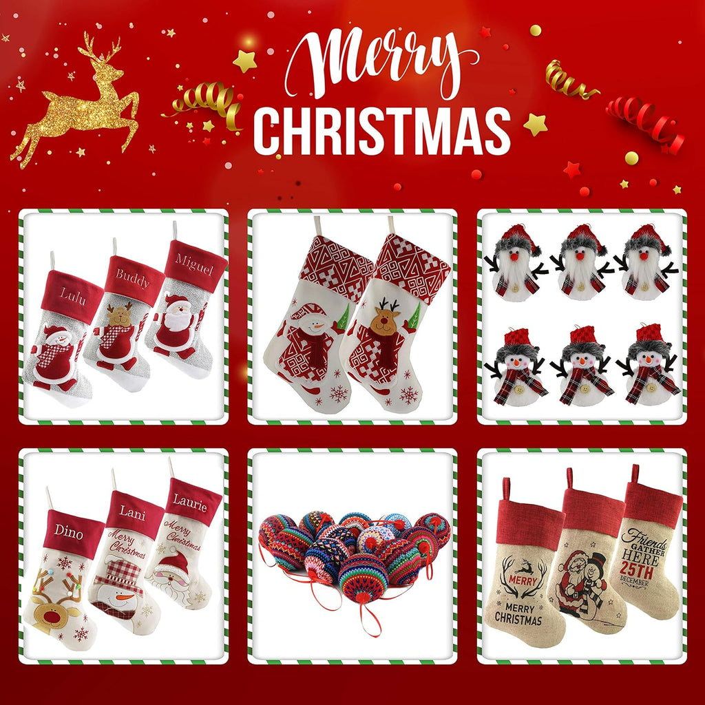 19'' 3 PCS Buffalo Plaid Christmas Stocking Decoration with Faux Fur Cuff Themed with Xmas Holiday Party Fireplace
