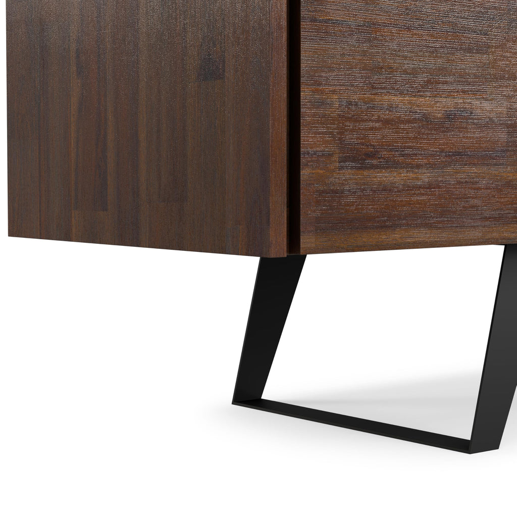 Lowry 72" Wide Acacia Wood TV Stand in Distressed Charcoal Brown