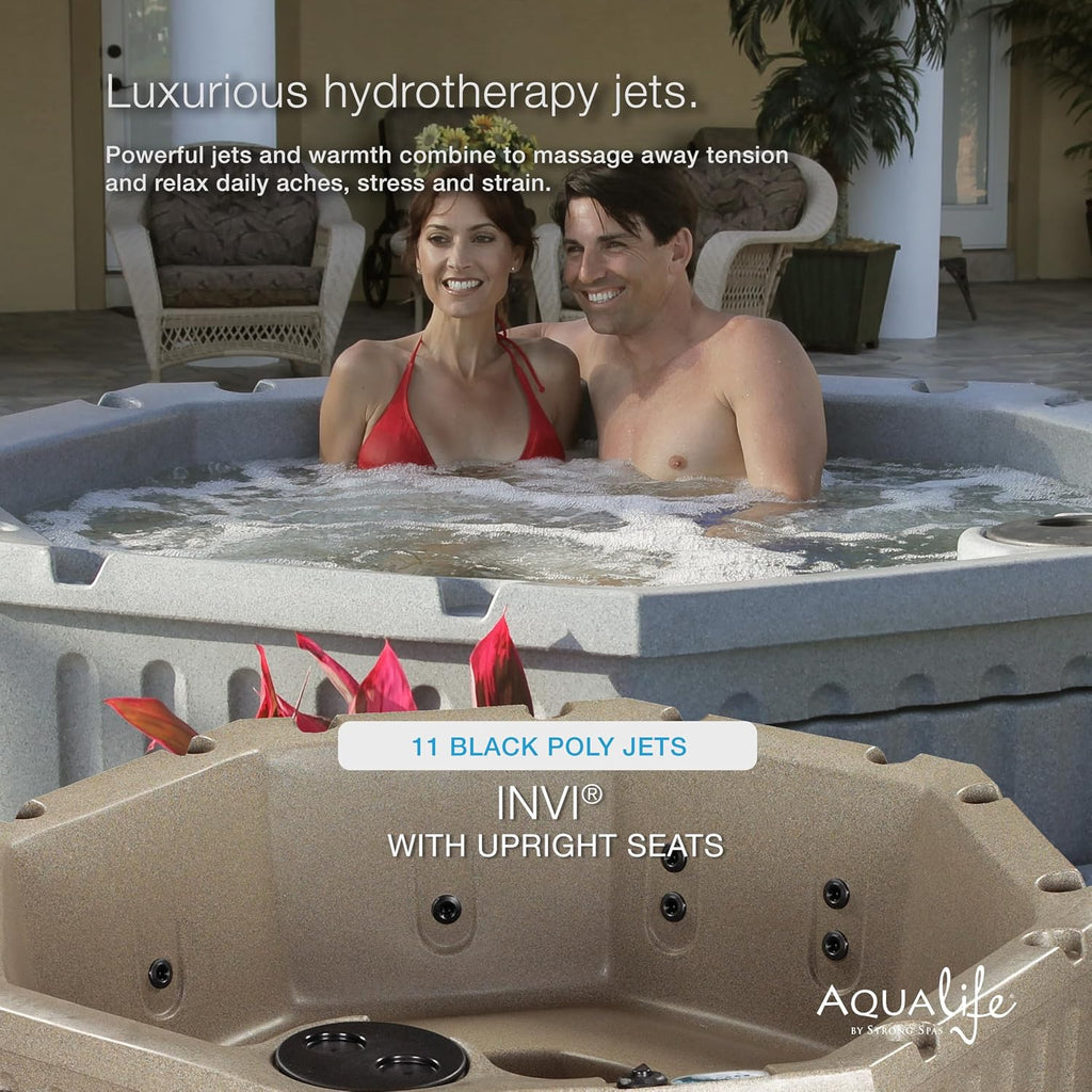 Invi 5 Person Rigid Resin Hot Tub Spa, 11 Jets, 2BHP 2-Speed Pump, Stainless Steel Heater, 120V Plug & Play, Full