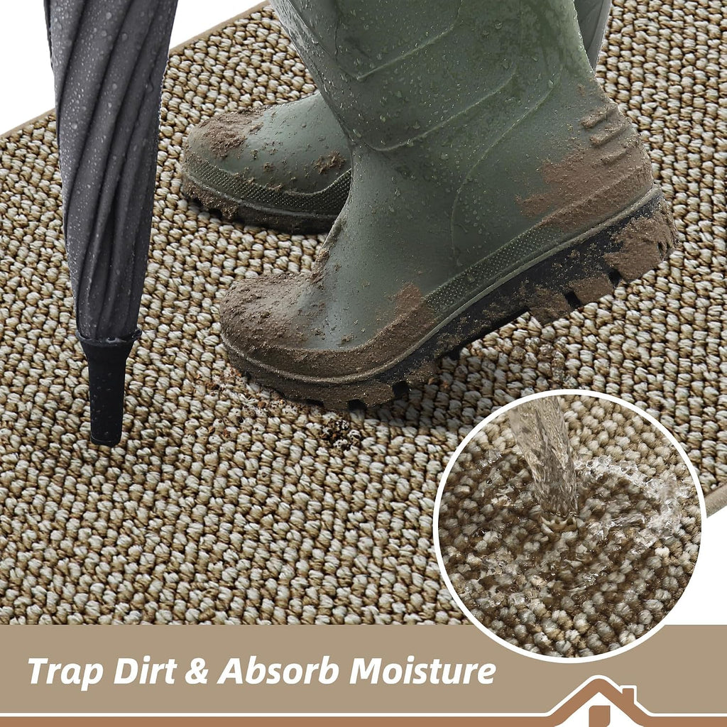 Dirt Trapper Door Mat 24" x 36", Non-Slip Washable, Light Beige | Doormats Entrance Mat Dirt Resistant and Absorbent