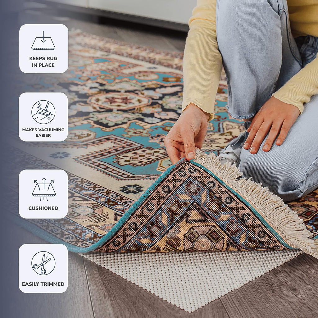 Super Grip, 5 x 7 ft, Cushioned Non-Slip Rug Pad for Area Rugs and Runner Rugs, Rug Pad for Hardwood Floors - Set of 35
