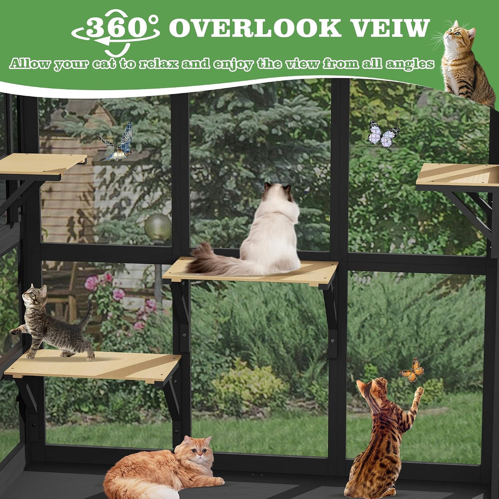 Outdoor Cat Window Perch, Catio Cat Enclosure with All-Weather Roof