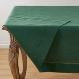 Rochester Collection Classic Hemstitched Border 70 x 104 Inch Solid Color Tablecloth - Jasper Green 