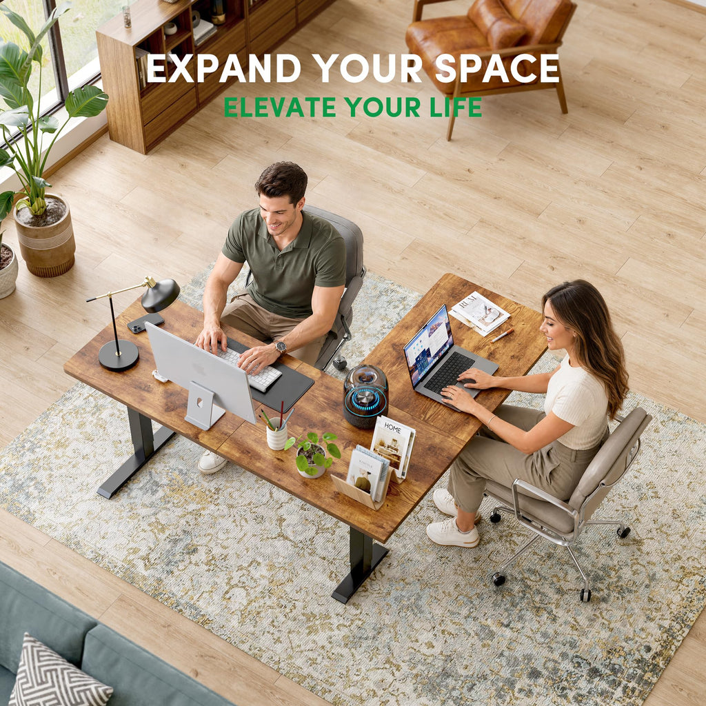 63" x 55" L-Shaped Standing Desk - Adjustable Corner Desk L Shape, L-Shaped Adjustable Desk with Splice Board, L