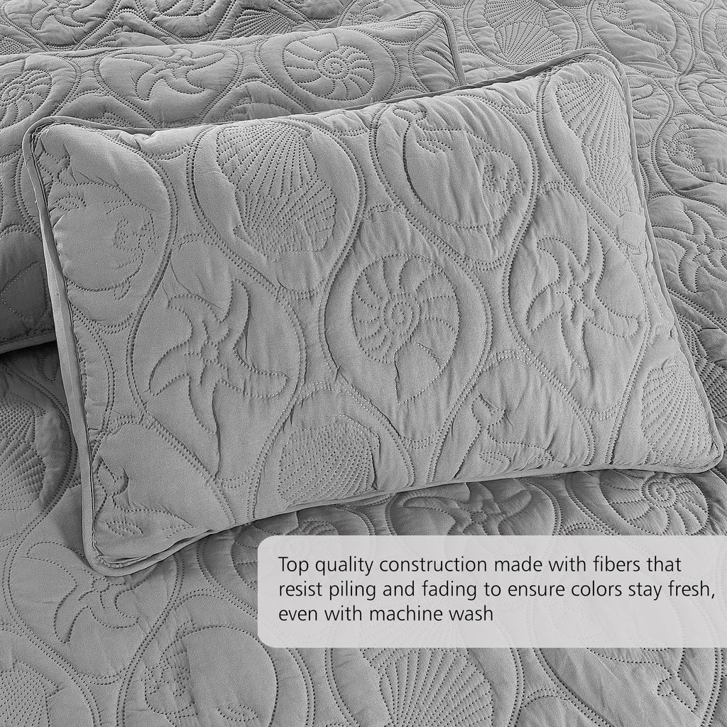 Quilt Set Size Light Grey - Oversized Bedspread, Soft Microfiber Coverlet for All Season - Includes 1