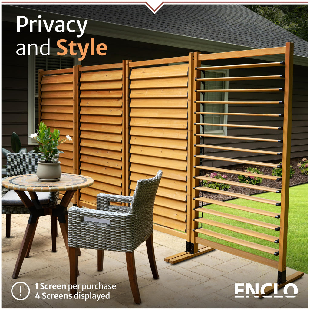 Convertible Freestanding/Surface Mounted Privacy Screen, Cedar Wood