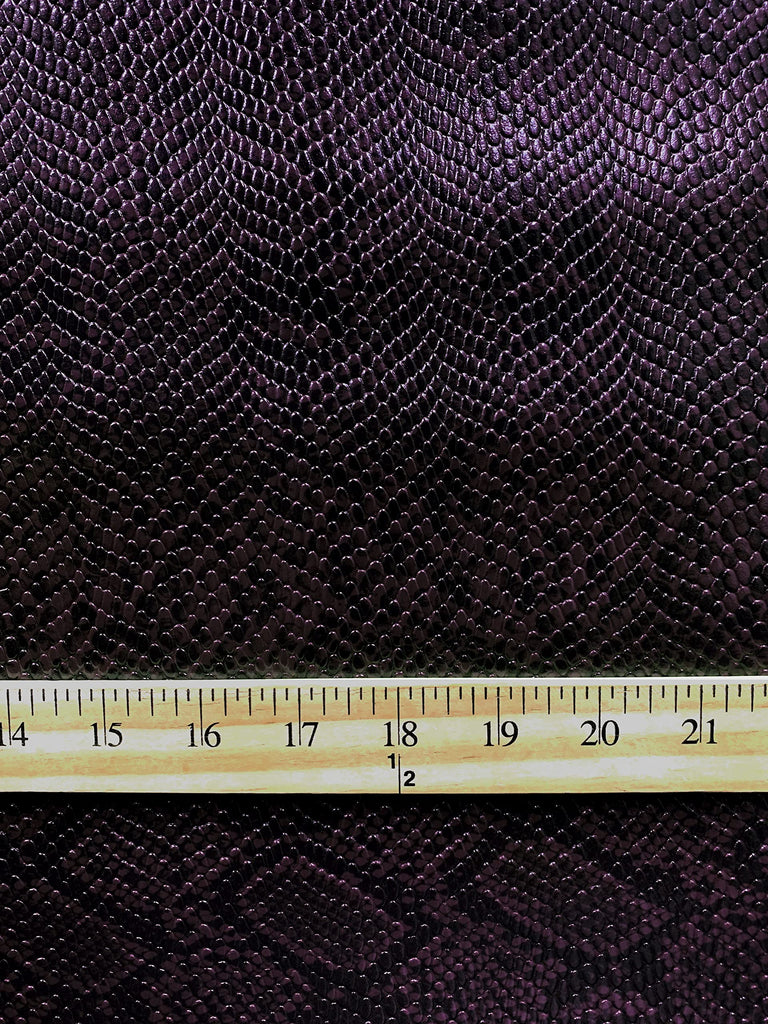 Vinyl Fabric Embossed Texture Rattlesnake Fake Leather Material Sold by The Yard (Plum) 54 Inches