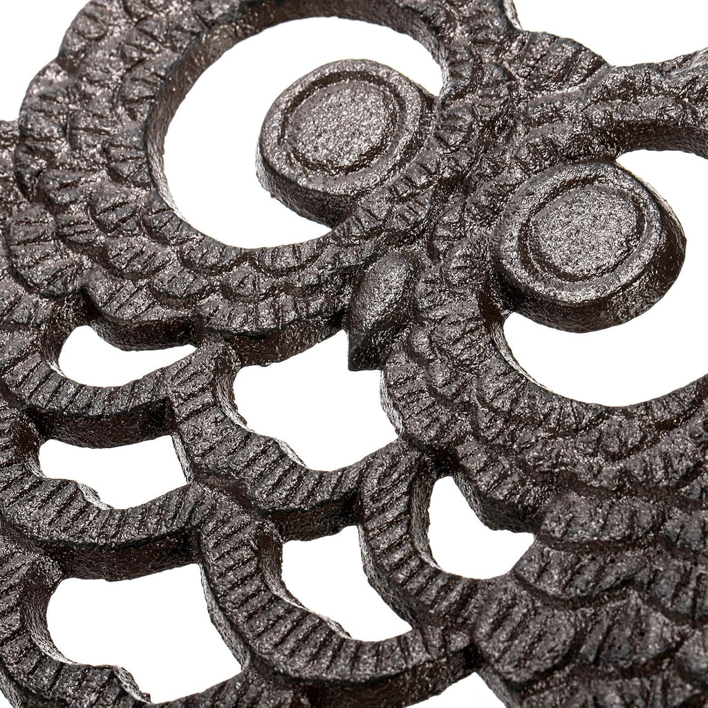 Cast Iron Owl Trivets, Heavy Duty Cast Iron Trivet with Rubber Pegs, Decorative Trivet Counter or Dining Table - Set of 2