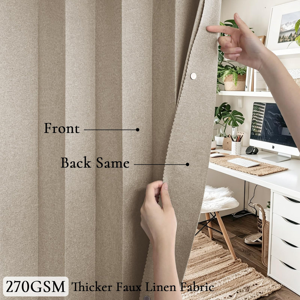 Full Blackout Memory Trained Pleated Curtains with Magnetic Closure, Room Darkening Thermal Insulated Drape Indoor