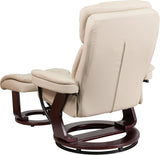 Modern Reclining Swivel Lounge Chair and Ottoman — Beige