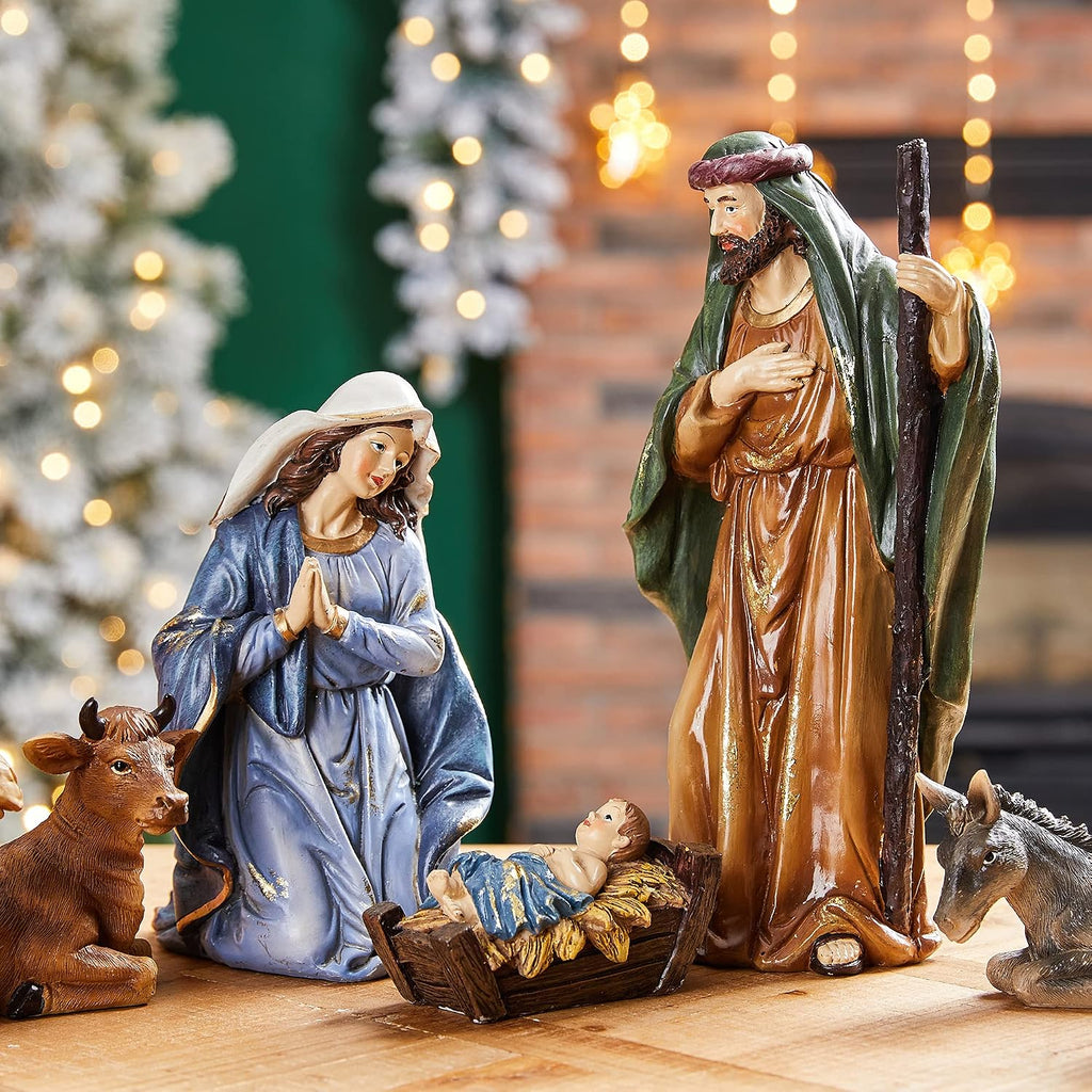 Nativity Set nacimiento de Jesus para Navidad Sets of 12 Nativity Figurines Sets for Christmas Indoor 10" H, Resin
