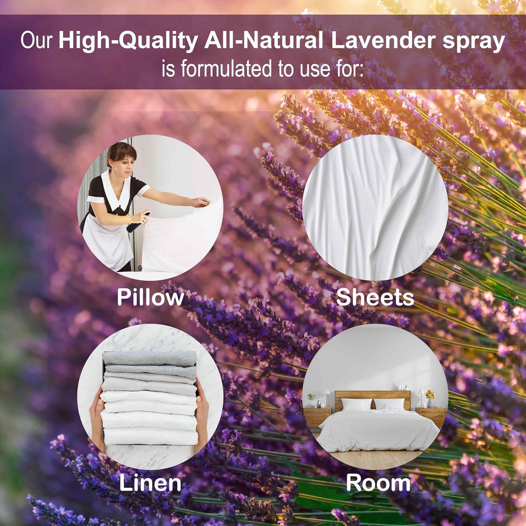 100% Natural Lavender Spray | 2-Pack | for Relaxing - Room & Linen Spray for Sleeping - Calming Essential Oil - Set of 2