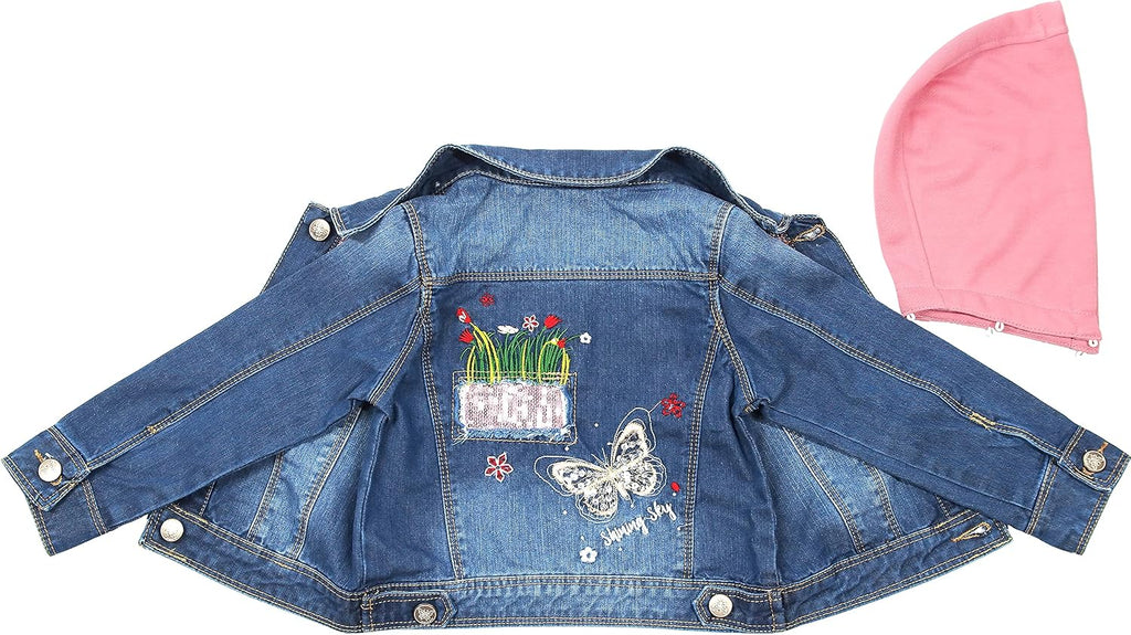 Little Girl Jean Jacket,Flower Embroidered Denim Outfits