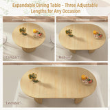 41 in-78 in Extendable Dining Room Table for 4-8, Round Expandable Kitchen Table with Fluted Base, Modern Farmhouse