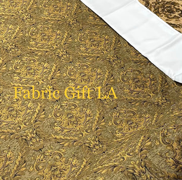 Damask Tapestry Chenille Fabric - Upholstery Fabric, 60" Width - Sold By The Yard (Olive(Sage)/Gold)