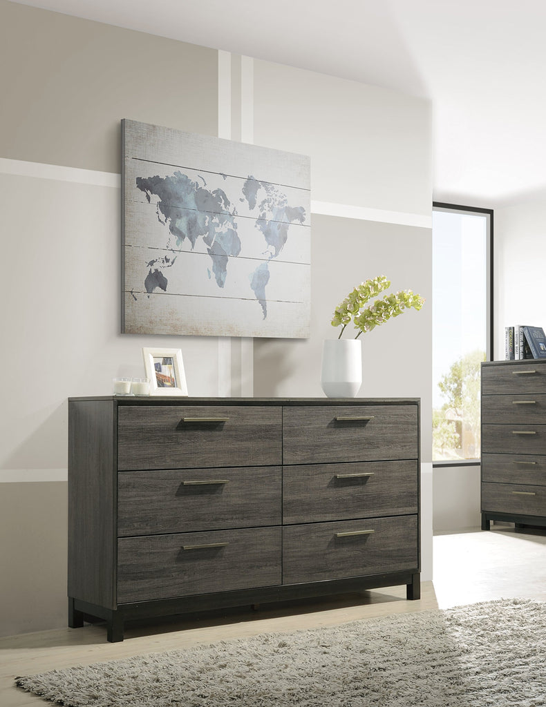 Ioana 187 Antique Grey Finish Wood Dresser and Mirror, Dresser