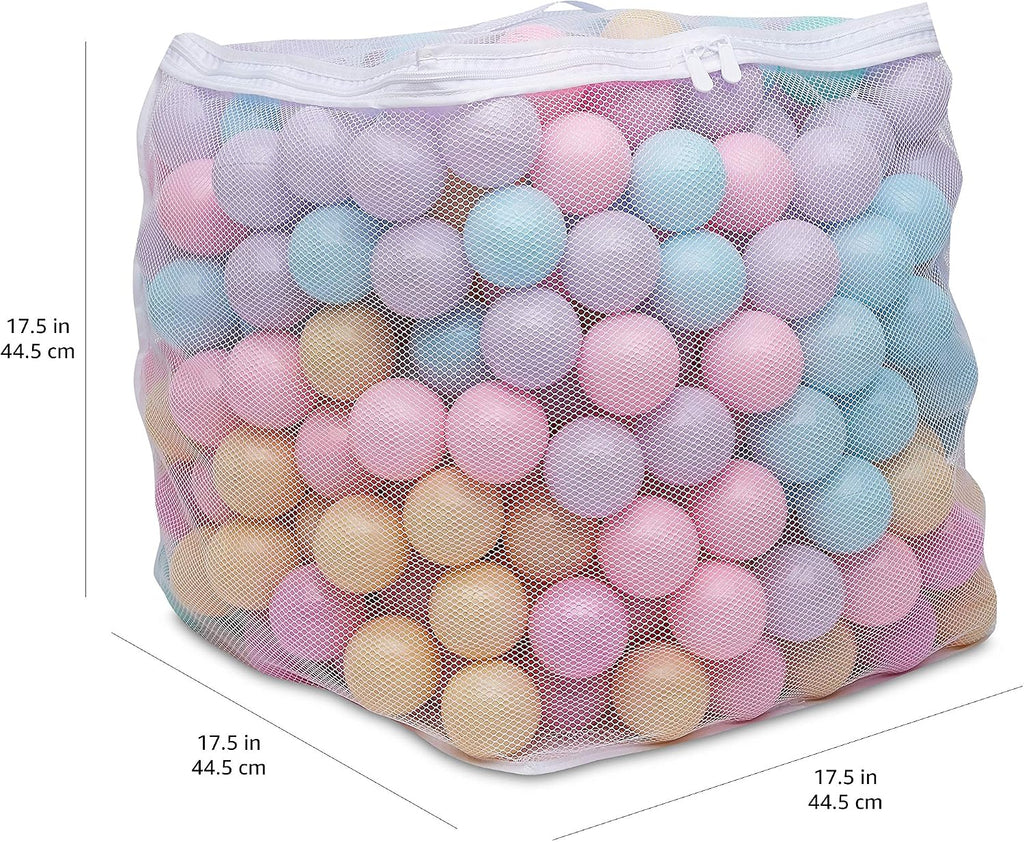 BPA-Free Ball Pit Balls with Storage Bag, Crush-Proof Plastic for Toddlers Kids 12+ Months Play, 6 Pastel Colors