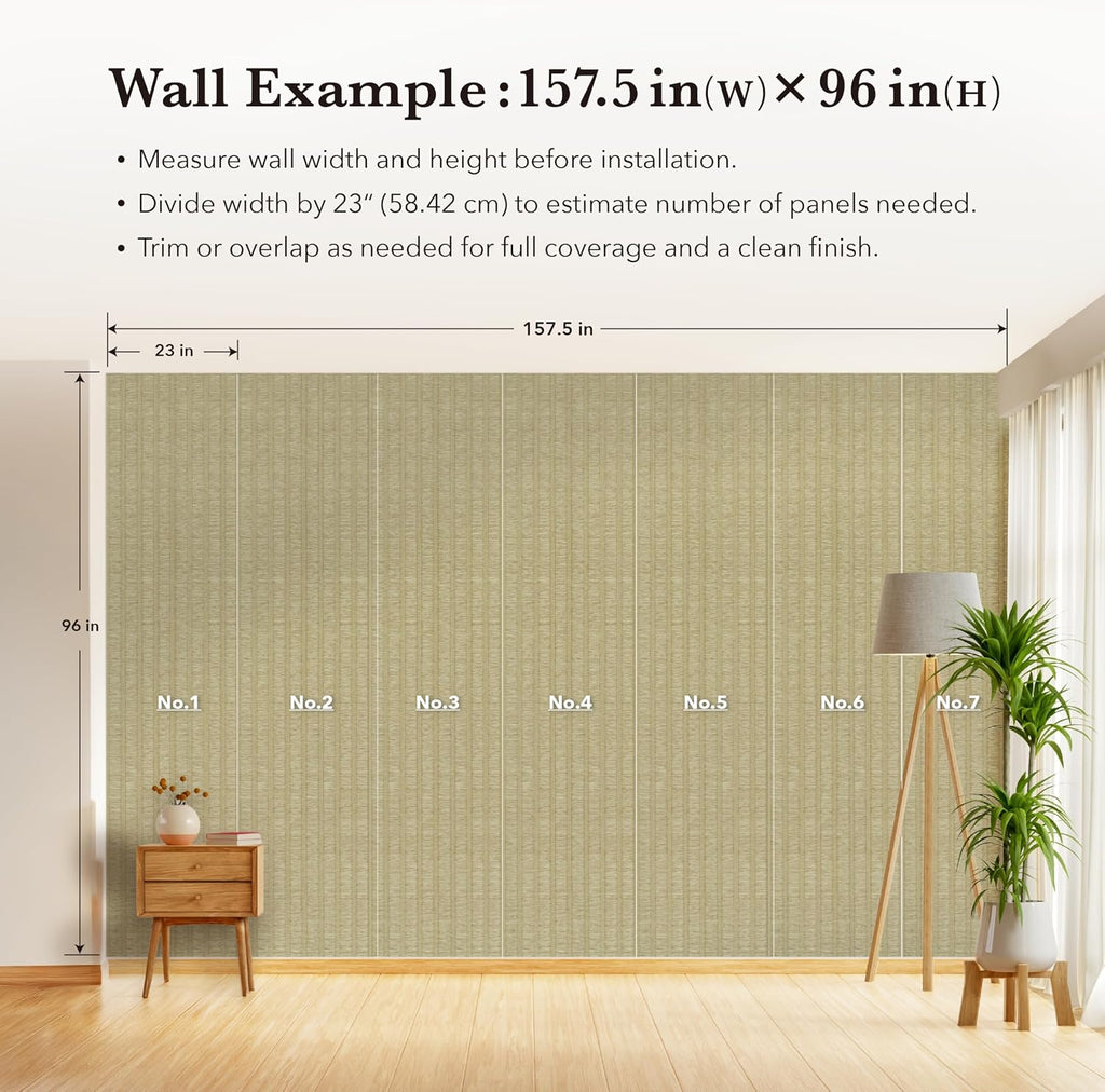 Jute Grasscloth Wallpaper, Serene | Boho Woven Wall Covering , Non-Pasted Single Roll, 23" W x 96" L