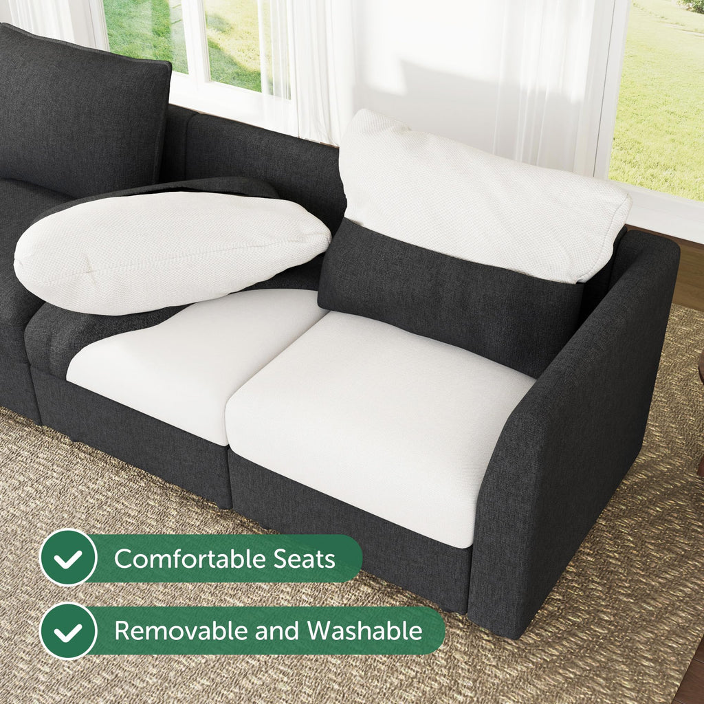 Modular Sectional Sofa with Storage, U Shaped Couch Modular Convertible Sectional Couches - Linen Grey