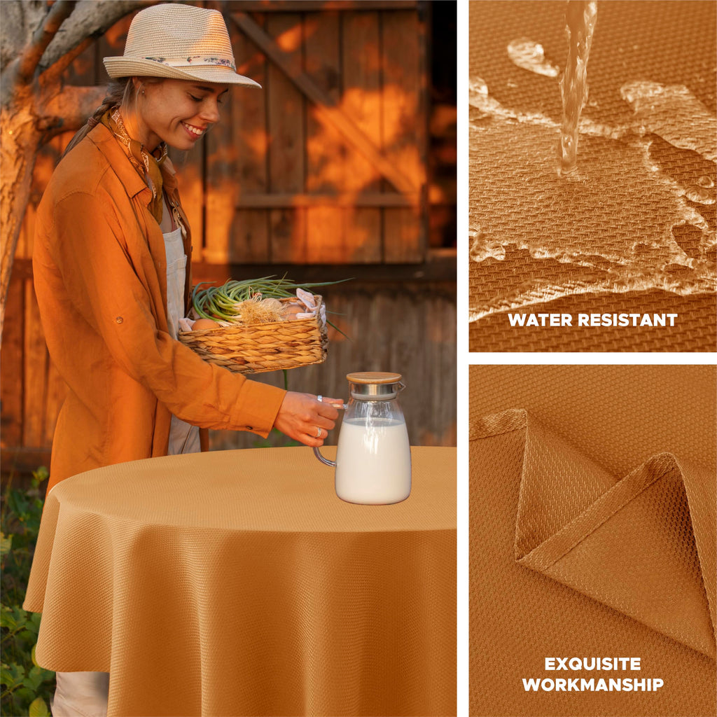 Fall Round Tablecloth 90"-Thanksgiving Autumn Fabric Textured Table Cloths