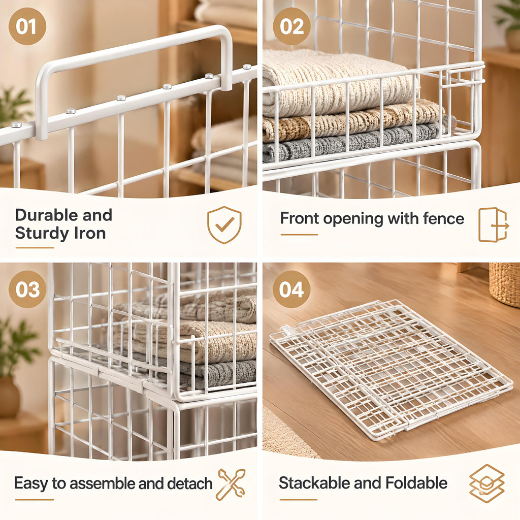 4-Tier Stackable Closet Organizers and Storage, Wire Closet Shelf Organizer