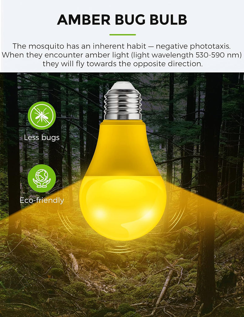 Yellow Bug Light Bulbs Outdoor, A19 9W Bug Lights for Outside