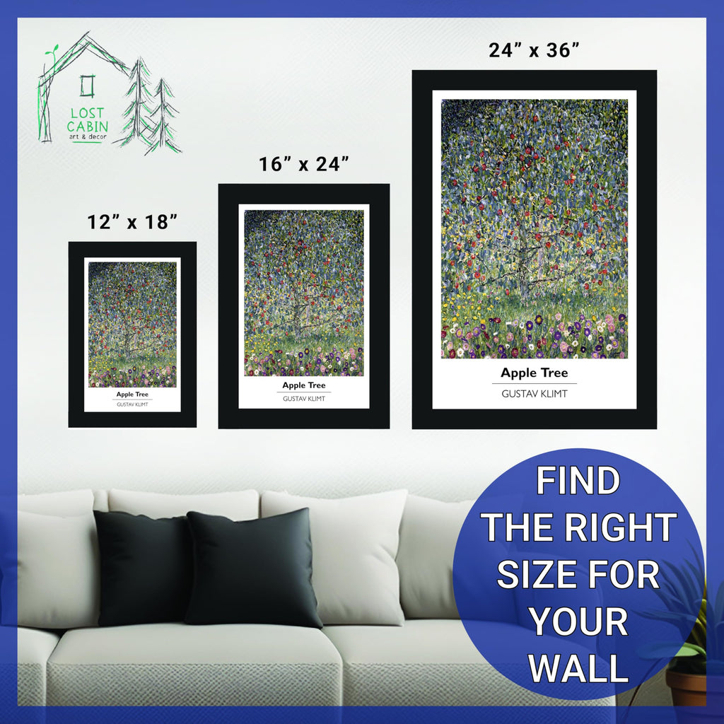 Cabin Apple Tree by Gustav Klimt | Canvas in Black Flat Frame | Fine Artwork Painting Reproduction | Framed Wall Art