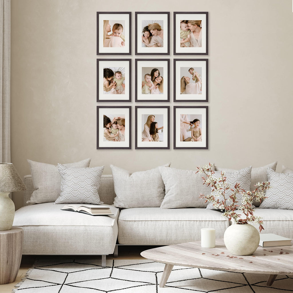 9 Piece Gallery Wall Frame Set, 11x14 Inch, Dark Oak