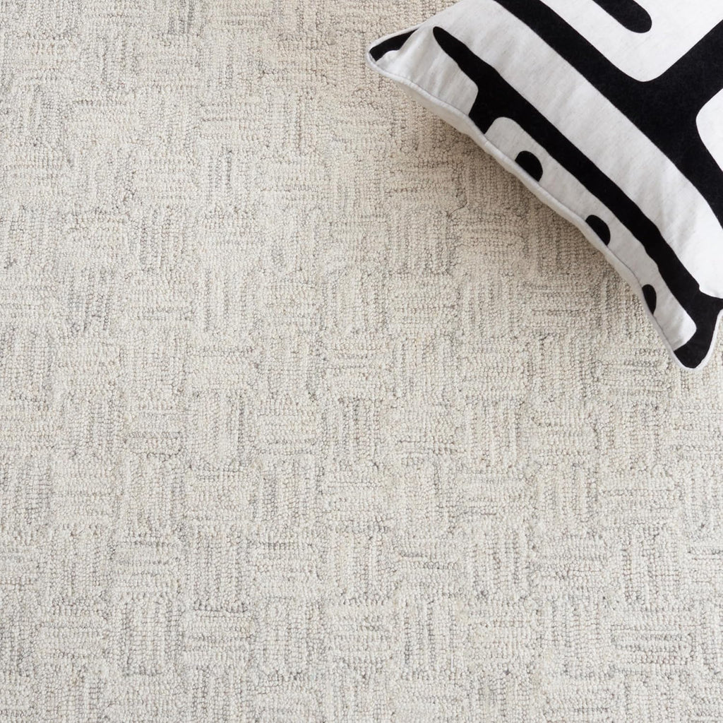 Micro-Loop X-Large Area Rug - 12' x 15', Light Grey & Ivory, Handmade Wool