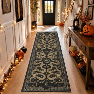 Snake Washable Runners s 2x6 Runner Rug Non Slip with Rubber Back Forest Soft Low-Pile Stain Resistant Thin Carpet