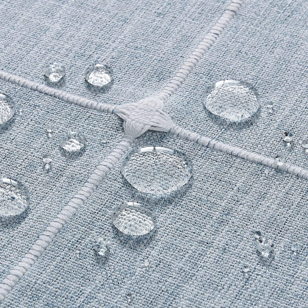 Grid Embroidered Rectangle Hemmed Tablecloths 60x104in, Blue
