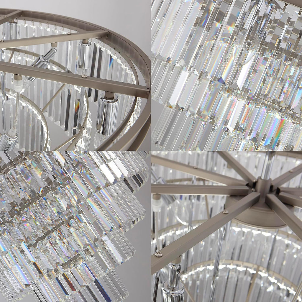 Inspired Odeon Style Nickel Crystal 7-Tier Modern Chandelier W39" - A107-B09J8M66QZ