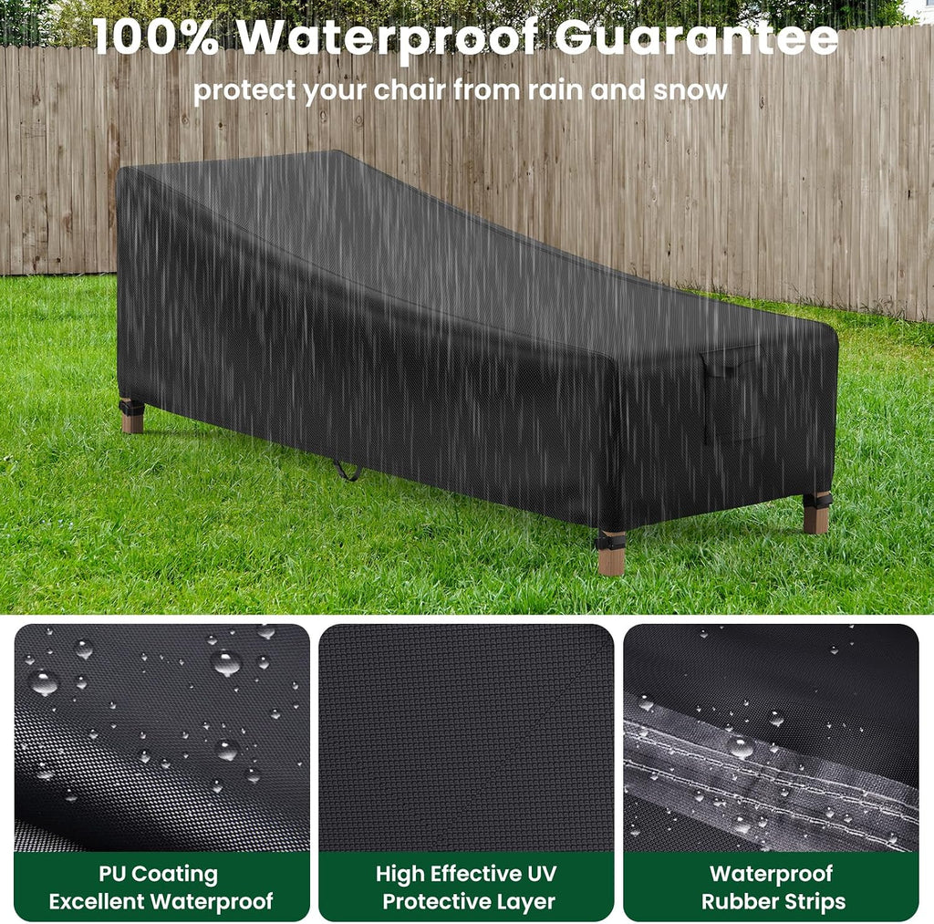 Patio Chaise Lounge Chair Covers Waterproof 84"Lx32"Wx32"H, 2 Pack | Resists Rain, Dust and UV, Fits Outdoor Lounge