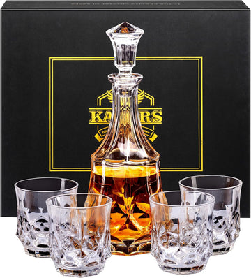 Whiskey Decanter Sets 25 Oz Liquor Bottle with 10 Oz Crystal Glasses - Set of 3