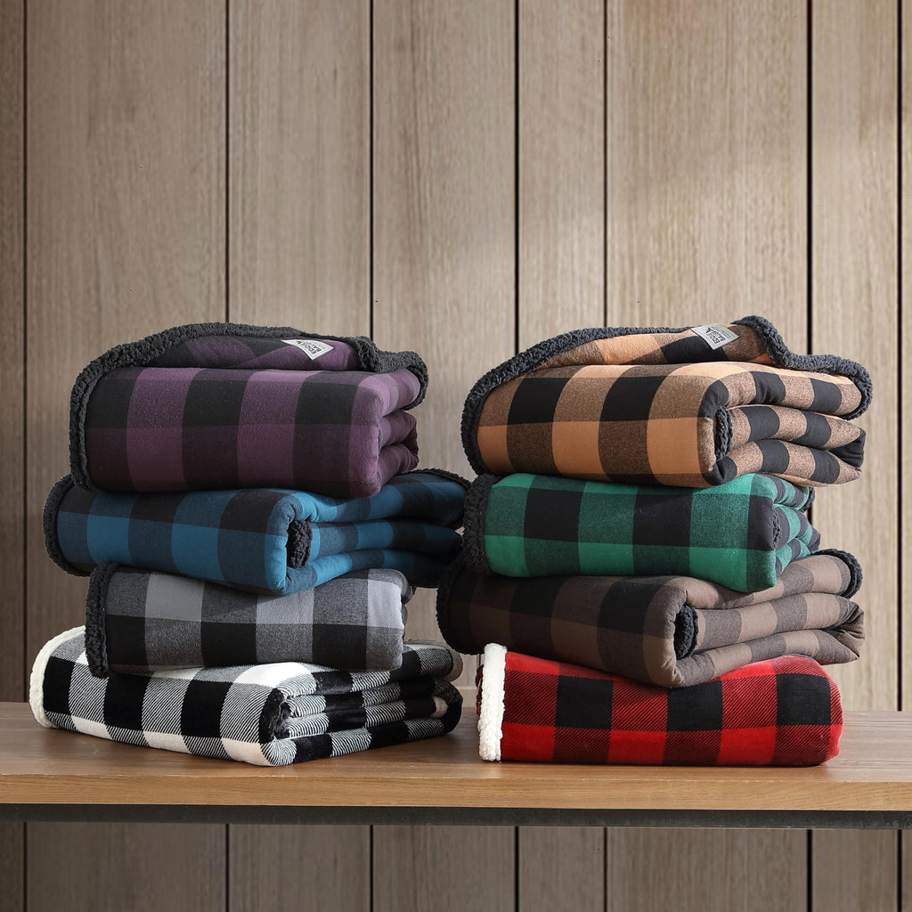 Reversible Sherpa Throw Blanket for Bed or Couch, 50 x 60