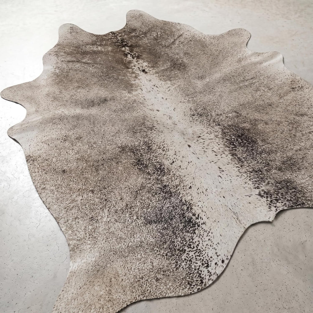 XL Genuine Cowhide Pelt, 92x78 in Grey Beige Accent Rug P25 | Handpicked from Brazil with natural spill resistance