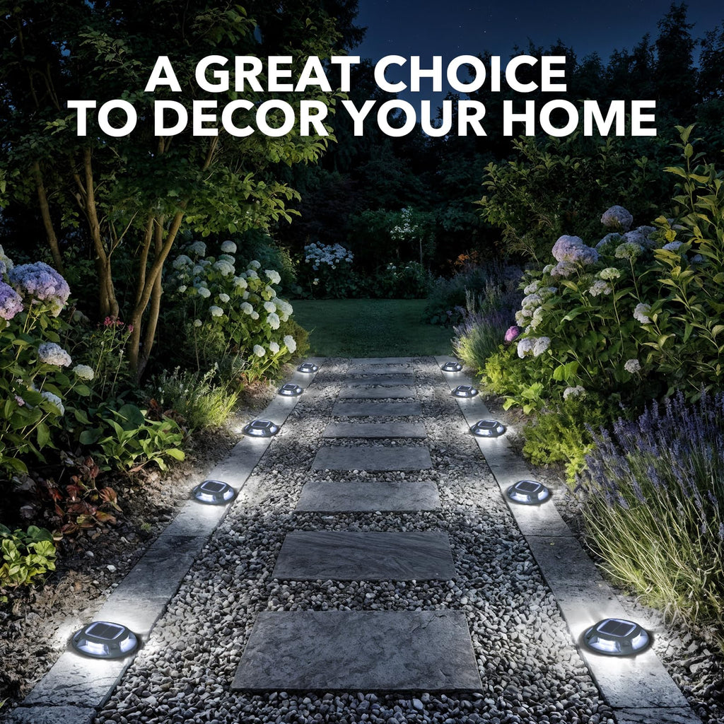 Solar Driveway Lights Outdoor 12 Pack, 2 Color Modes LED Deck Dock