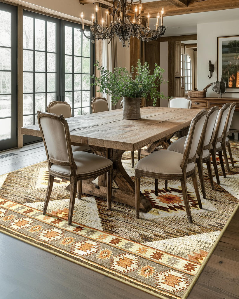 10'x14' Washable Area Rug Bedroom Cream/Camel
