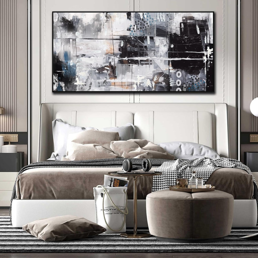Large Abstract Canvas Wall Art - Black and White Pictures Wall Art Large Size Ready to Hang