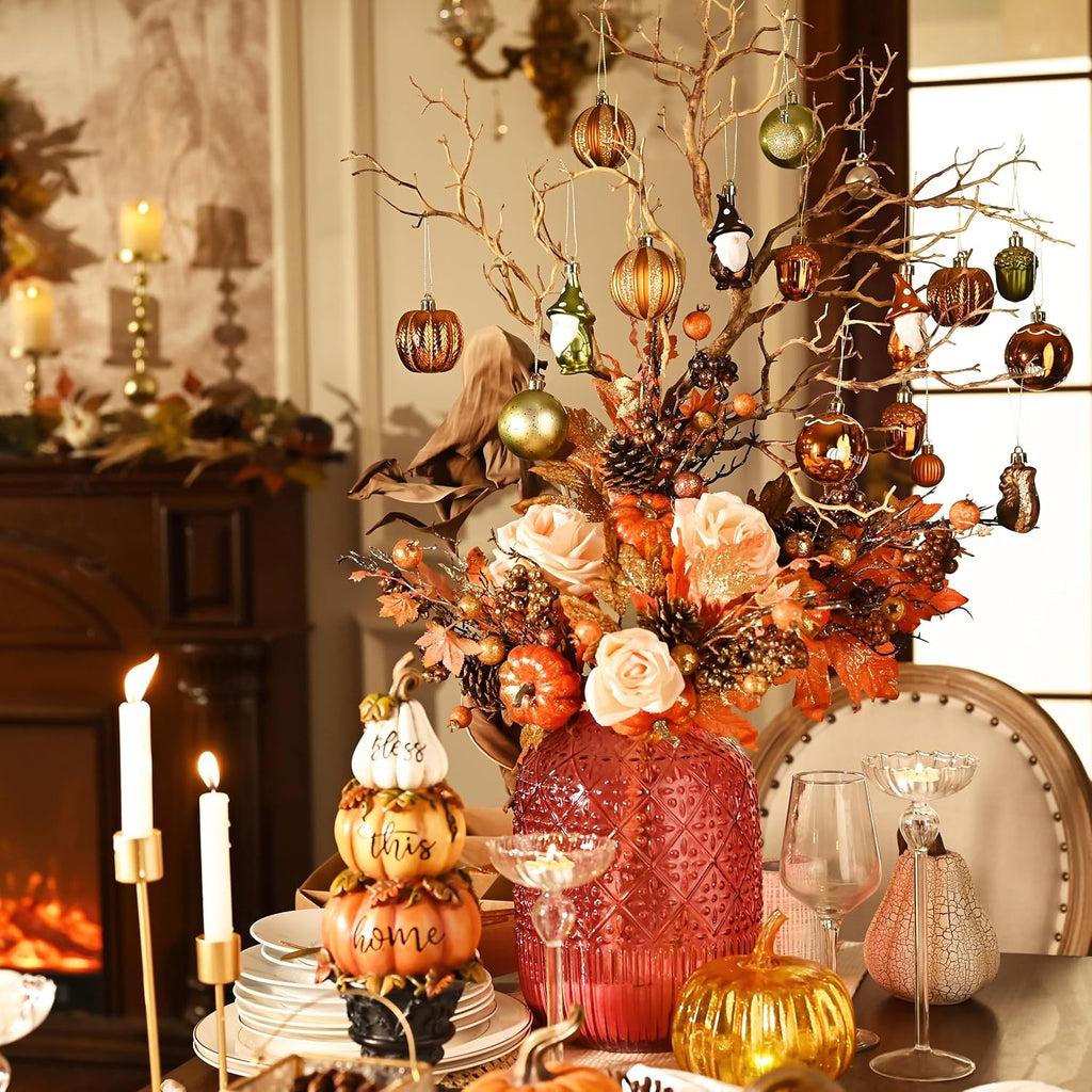 Fall Ornaments Shatterproof Tree Decorations - Set of 40