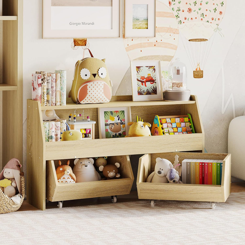 Kids Toy Storage Organizer, Kids Toy Organizer, Playroom Organization | 2 Movable Drawers Encourage Good Organization