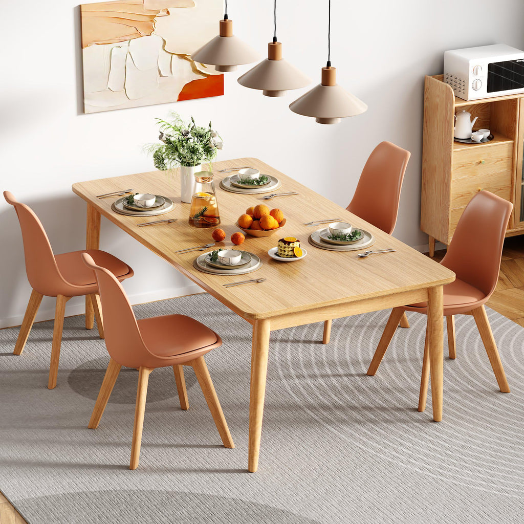 Dining Chairs Set of 4, Mid-Century Modern Kitchen & Dining Room Chairs, PU Leather Upholstered Seat, Solid Wood
