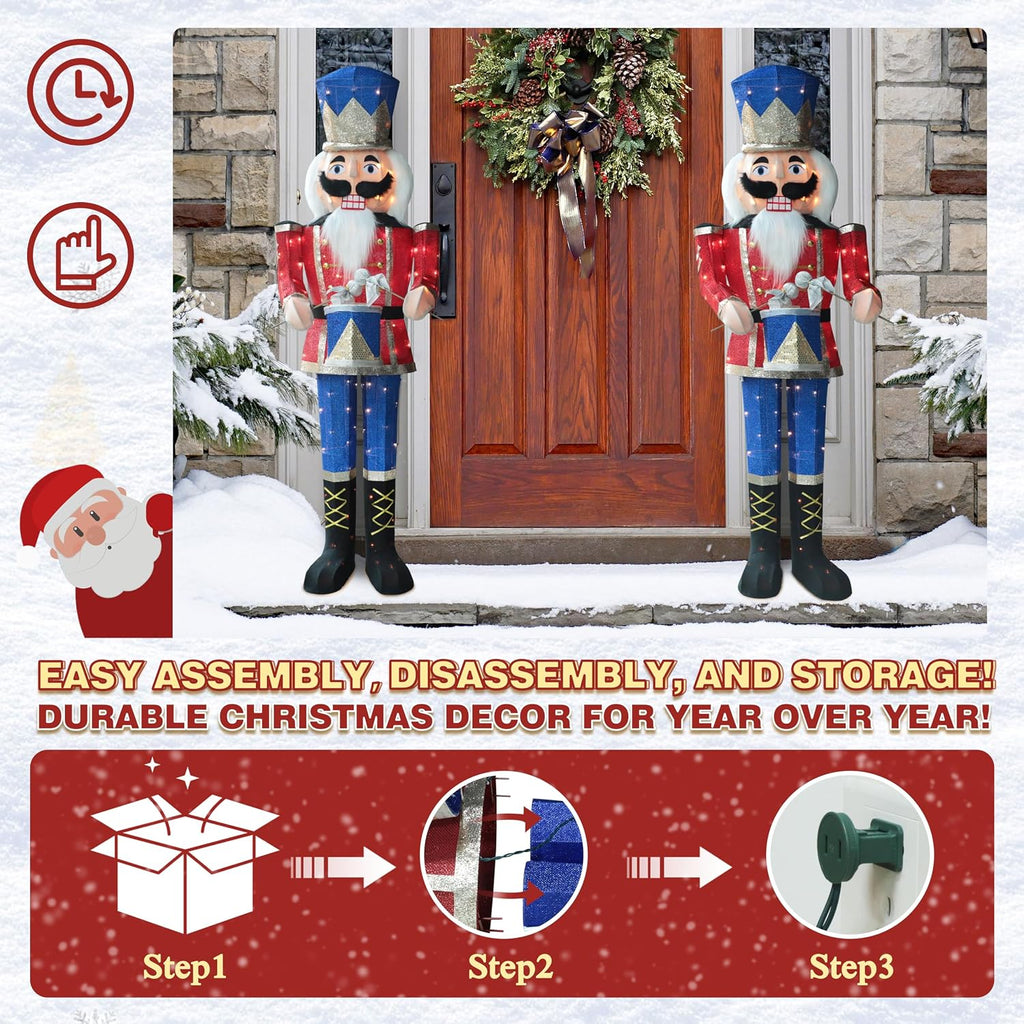 5FT Lighted Nutcracker with Drum Christmas Decoration Outdoor