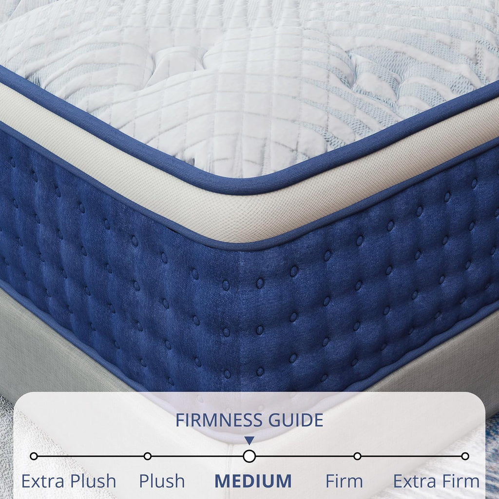 King-Size Hybrid Mattress 14 Inch King Mattress in a Box | Pocket Springs for Motion Isolation & Pressure Relief
