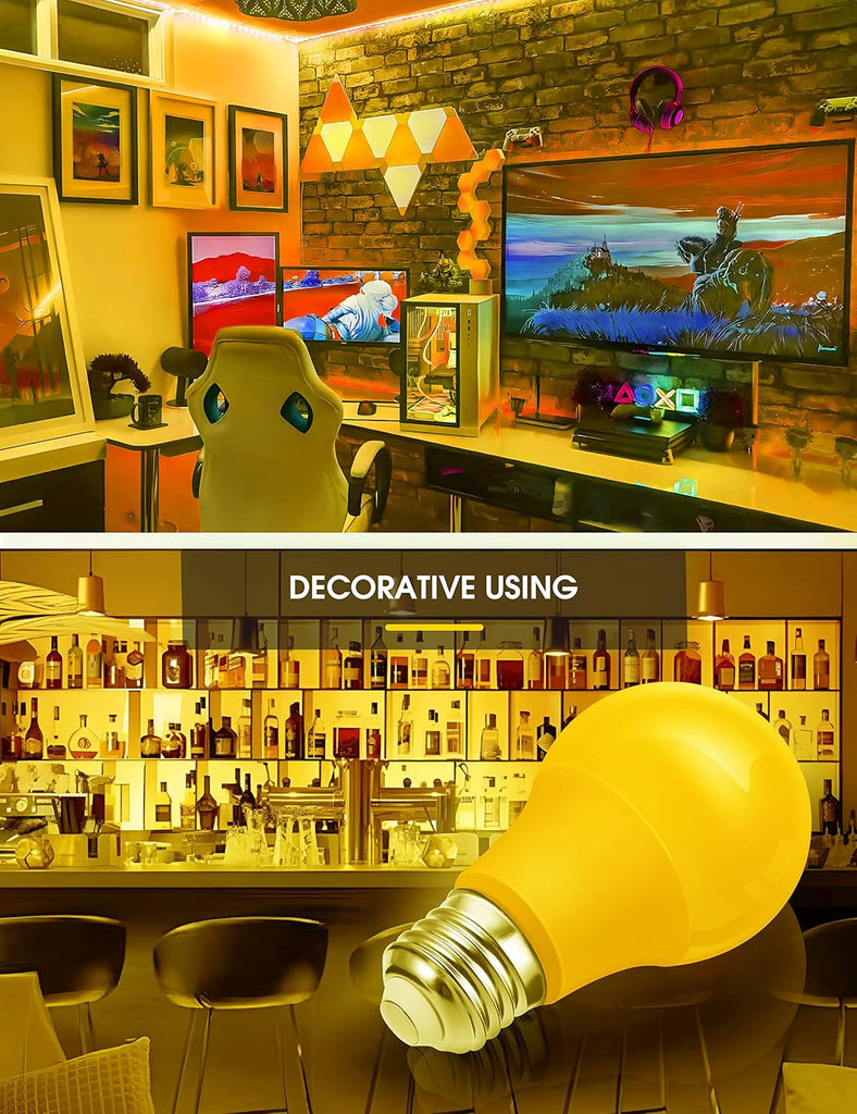 Yellow Bug Light Bulbs Outdoor, A19 9W Bug Lights for Outside
