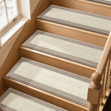 Stair Treads for Wooden Steps 15pcs Non Slip Carpet Mat 9x28 in, Beige