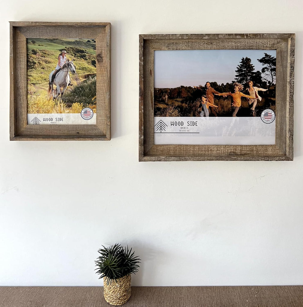 Rustic Barnwood Picture Frames 24x36 - Natural Reclaimed Wood Wall Hanging - Handcrafted Vintage Distressed, 1 3/4"